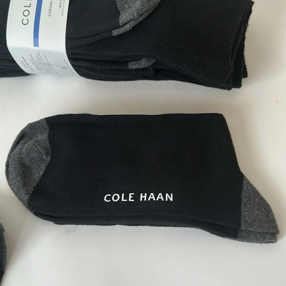 Socks Cole Haan 6 Pairs Men's Black and Gray Dress Socks